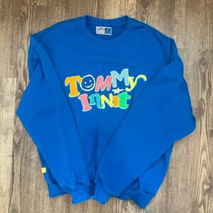 TommyInnit Official Crewneck Sweatshirt Blue Multicolor Chenille Logo XL